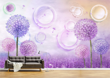 Flori - Tapet Premium Canvas - Papadii mov