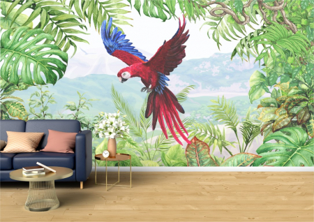 Animale - Tapet Premium Canvas - Papagal colorat in zbor