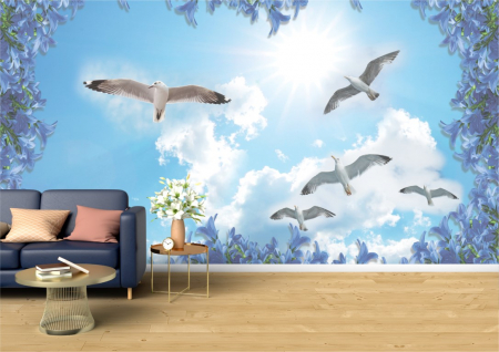 Animale - Tapet Premium Canvas - Pasari in zbor
