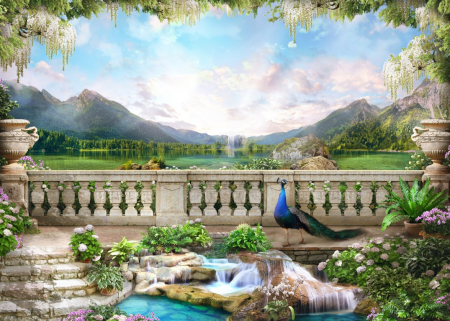 Tapet Premium Canvas - Peisaj cu munti si lac [1]