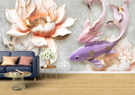Animale - Tapet Premium Canvas - Peste mov abstract