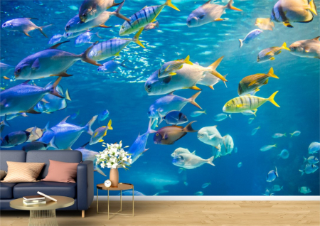 Animale - Tapet Premium Canvas - Pestii inotand prin ocean