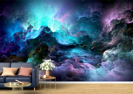 Abstract - Abstract 3D - Tapet Premium Canvas - Pictura abstracta cu nuante de albastru