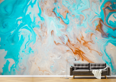 Abstract - Abstract 3D - Tapet Premium Canvas - Pictura abstracta cu nuante de albastru si crem