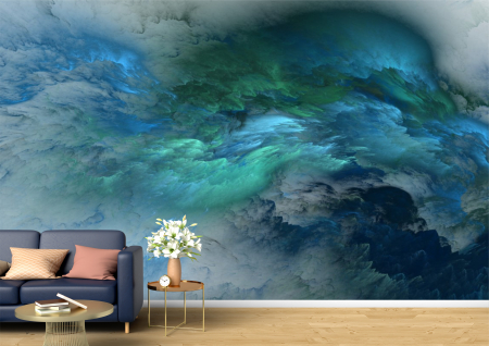 Abstract - Abstract 3D - Tapet Premium Canvas - Pictura abstracta cu nuante de bleu
