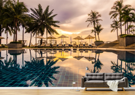 Peisaje - Tapet Premium Canvas - Piscina in statiunea de lux