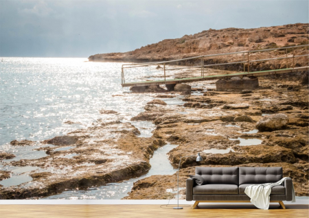Peisaje - Tapet Premium Canvas - Plaja stancoasa la miezul zilei