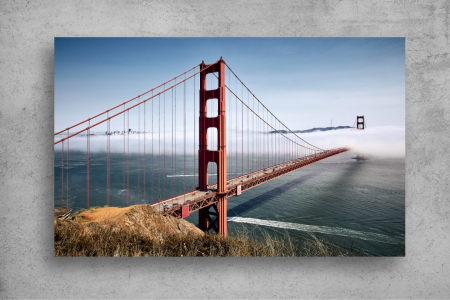 Tapet Premium Canvas - Podul Golden Gate acoperit de nori [1]