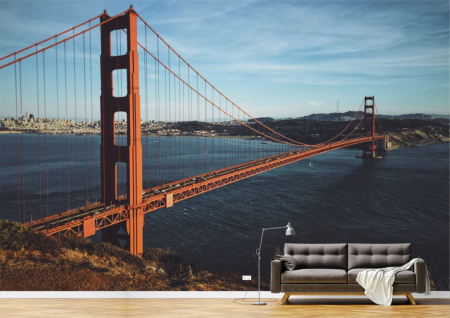 Urbane - Tapet Premium Canvas - Podul Golden Gate intr-o zi insorita