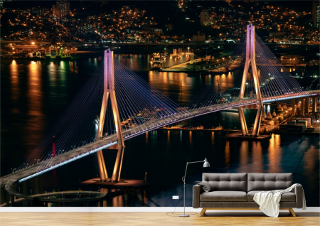 Urbane - Tapet Premium Canvas - Podul luminat noaptea