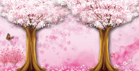 Tapet Premium Canvas - Pomi si fluture abstract [1]