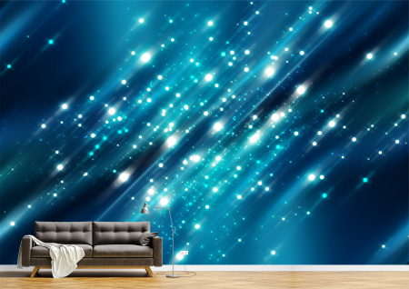 Abstract - Abstract 3D - Tapet Premium Canvas - Puncte de lumina pe fundalul albastru abstract