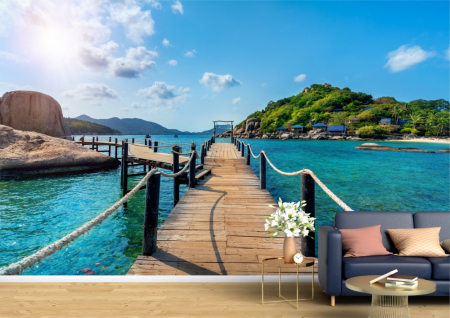 Peisaje - Tapet Premium Canvas - Puntea din lemn pe insula din Thailanda