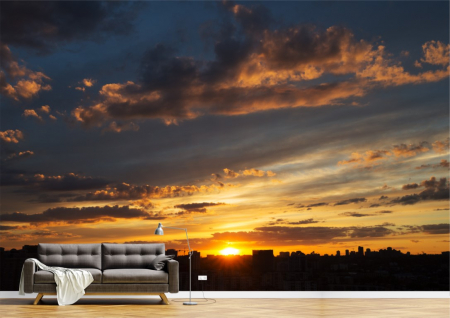 Urbane - Tapet Premium Canvas - Rasaritul soarelui deasupra orasului
