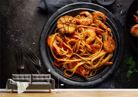 Food&drinks - Tapet Premium Canvas - Spaghete cu creveti