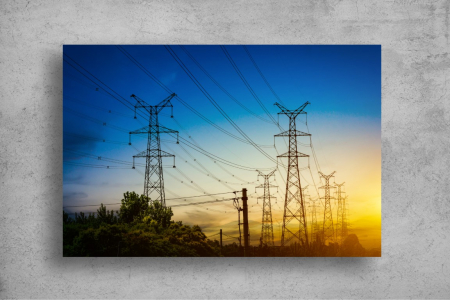 Tapet Premium Canvas - Stalpi de curent electric in lumina soarelui [1]
