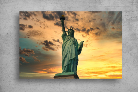 Tapet Premium Canvas - Statuia Libertatii la apus [1]