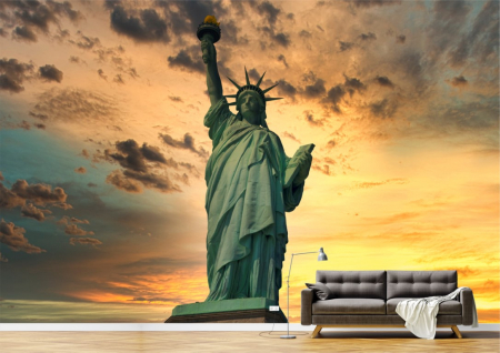 Urbane - Tapet Premium Canvas - Statuia Libertatii la apus