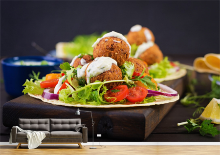 Food&drinks - Tapet Premium Canvas - Tacos cu salata verde si rosii