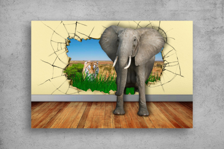 Tapet Premium Canvas - Tigrul si elefantul abstract [1]