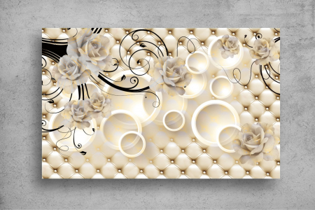 Tapet Premium Canvas - Trandafiri albi cu roua 3d abstract [1]