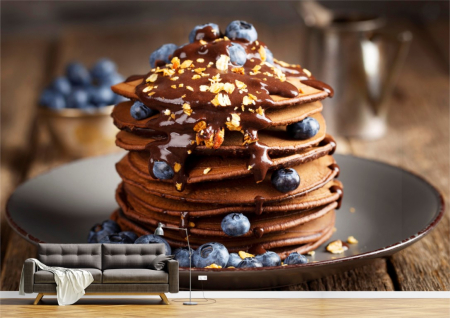 Food&drinks - Tapet Premium Canvas - Turnul de clatite cu afine
