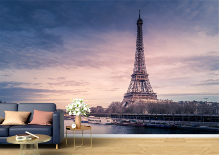 Urbane - Tapet Premium Canvas - Turnul Eiffel sub cerul colorat