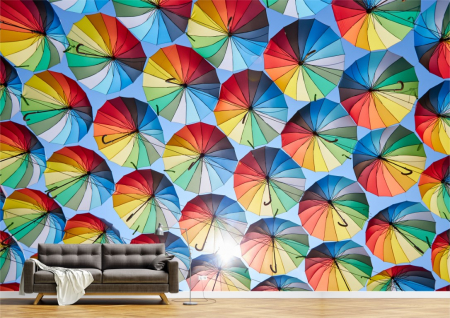 Abstract - Abstract 3D - Tapet Premium Canvas - Umbrele colorate deasupra orasului
