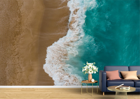 Peisaje - Tapet Premium Canvas - Valul se sparge pe nisipul plajei