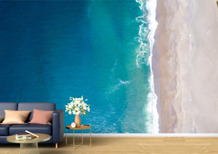 Peisaje - Tapet Premium Canvas - Valurile oceanului intalnesc nisipul