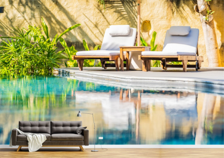 Peisaje - Tapet Premium Canvas - Vara la piscina