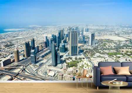 Urbane - Tapet Premium Canvas - Vedere aeriana cu orasul Dubai