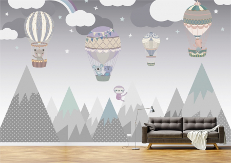 Copii - Tapet Premium Canvas - Zbor deasupra muntilor