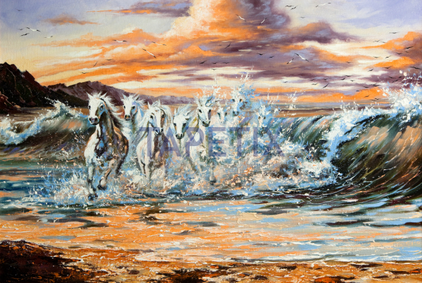 Tablou Horses Running from Waves [4]