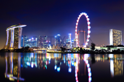 Tablou Singapore City Skyline at night [3]