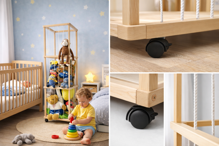 Turn depozitare jucarii lemn cu roti LMB Kids [4]