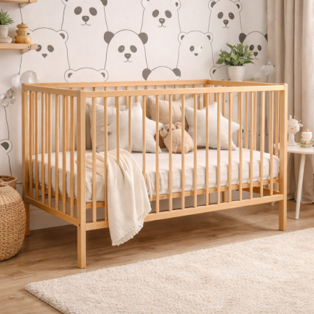 Patut bebe din lemn masiv de fag 120x60 cm – sigur, natural, reglabil [4]