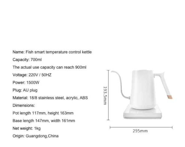 Fierbator electric apa pentru acasa 600ml alb "FISH SMART" Timemore [2]