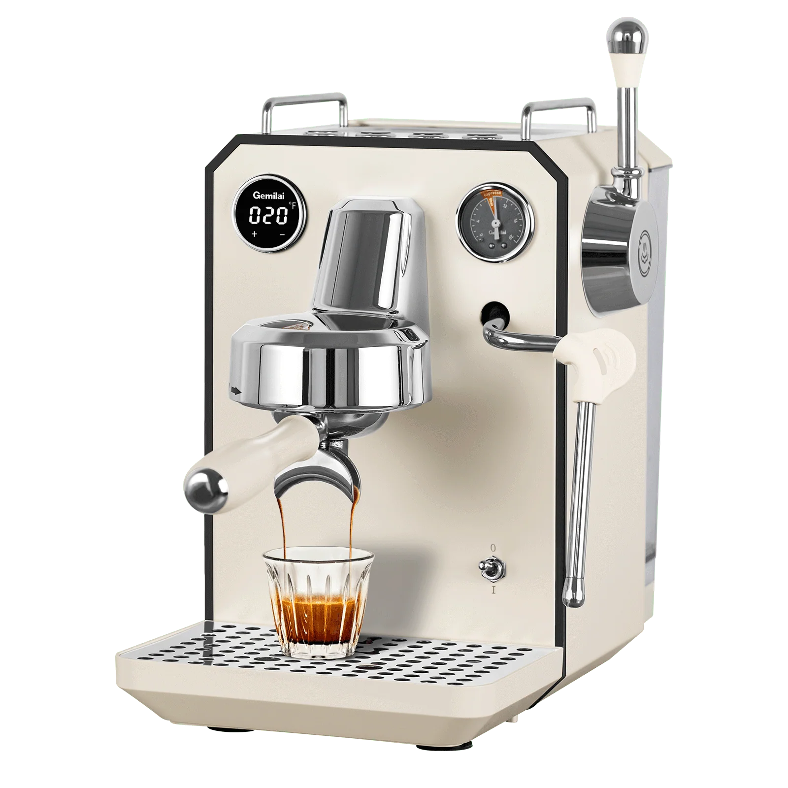 Gemilai G3006 - Espressor pentru acasa, Pompa vibranta, Thermoblock cu PID, Portafiltru 58 mm - Ivory White [2]