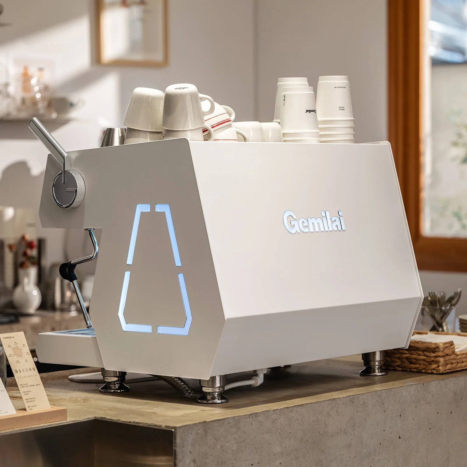 Gemilai G3211A Espressor profesional pentru cafenea, Multi Boiler, Control independent temperatură, Flow Meter programabil - Alb [5]