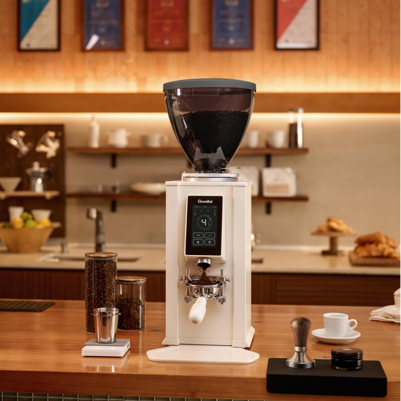 Gemilai G9026A - Rasnita cafea profesionala HoReCa, Cutite plate 83 mm inox, Hopper 12 kg, Display LCD - Alb [5]