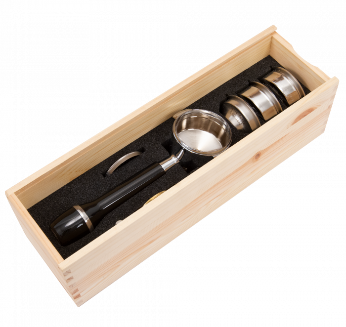 Dalla Corte Kit portafiltru 58 mm (include 1 portafiltru cu cioc dublu) - lemn stejar [2]