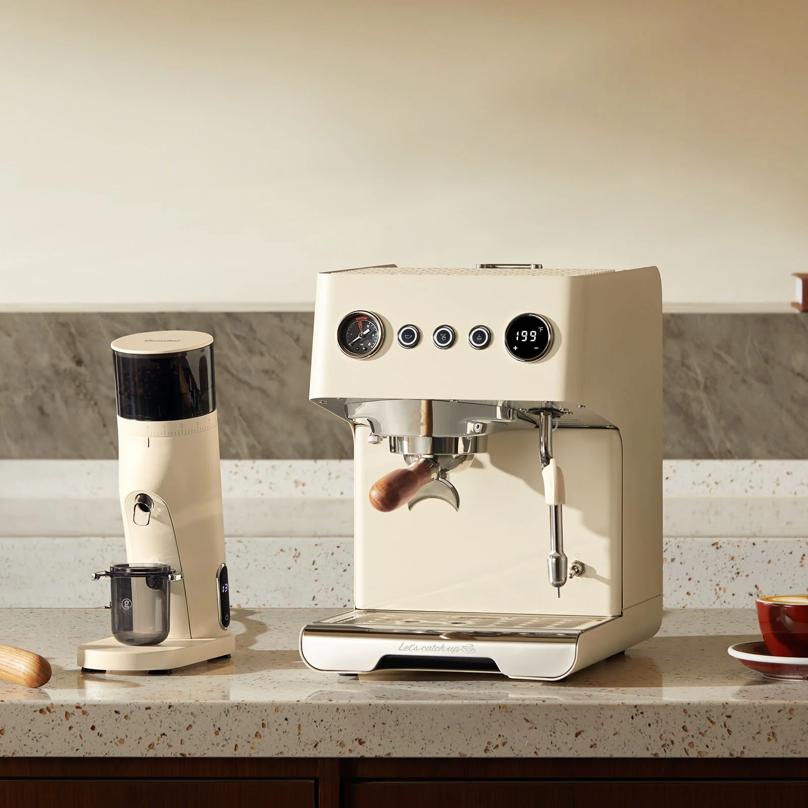 Pachet Home Barista Gemilai: Espressor Gemilai Ele G3028A - Rasnita Gemilai Molight G9010B - Ivory White [5]