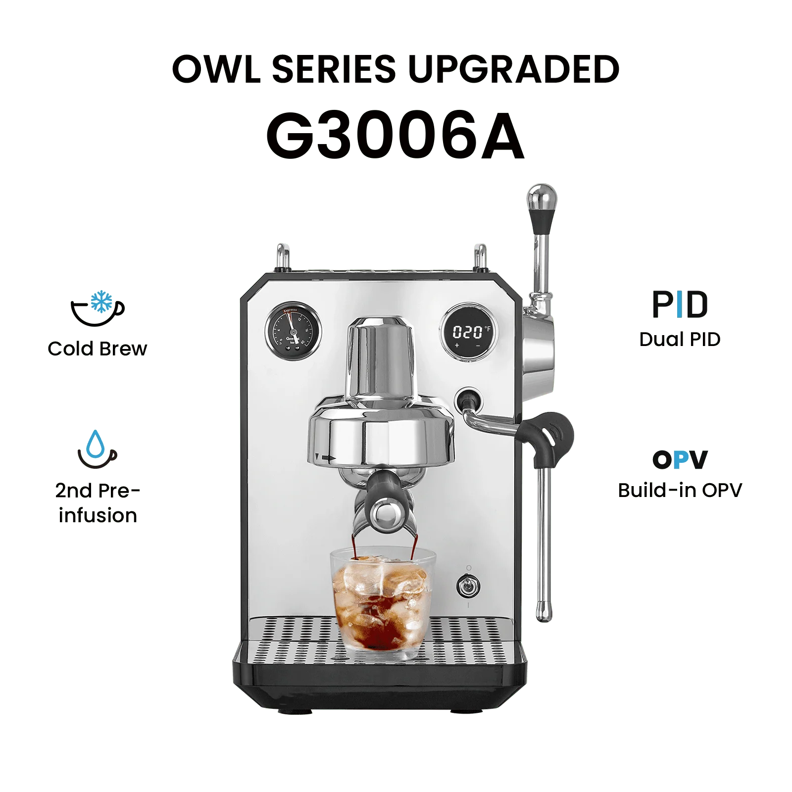 Pachet Home Barista Gemilai: Espressor Gemilai Owl G3006 - Rasnita Gemilai G9015A - Metalic Silver [5]