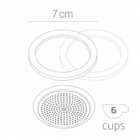 Brands - Set filtru aluminiu + doua garnituri pentru moka pot 6 cupe