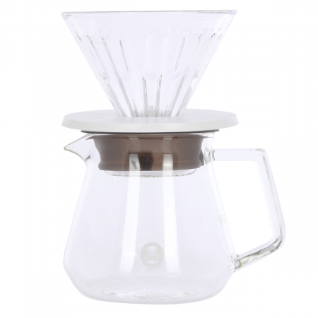 Server - Brewer Set Dripper Sticla 02 "Crystal Eye" + Server 600ml - Suport Alb