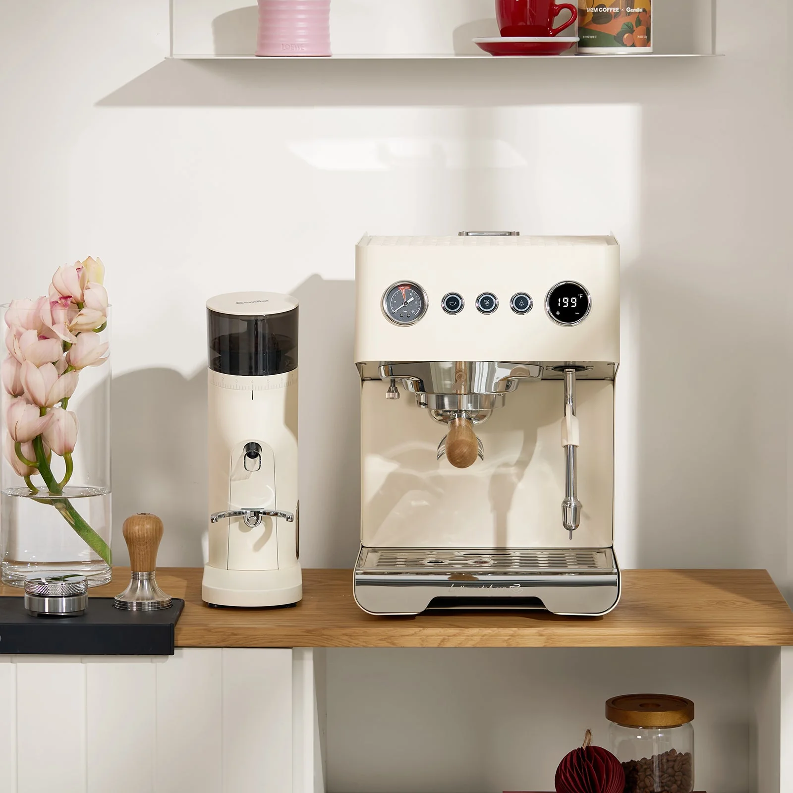 Gemilai Ele G3028A - Espressor pentru acasa, Sistem Hybrid Boiler, Pompa dubla, OPV reglabil, Portafiltru 58 mm - Ivory White [4]