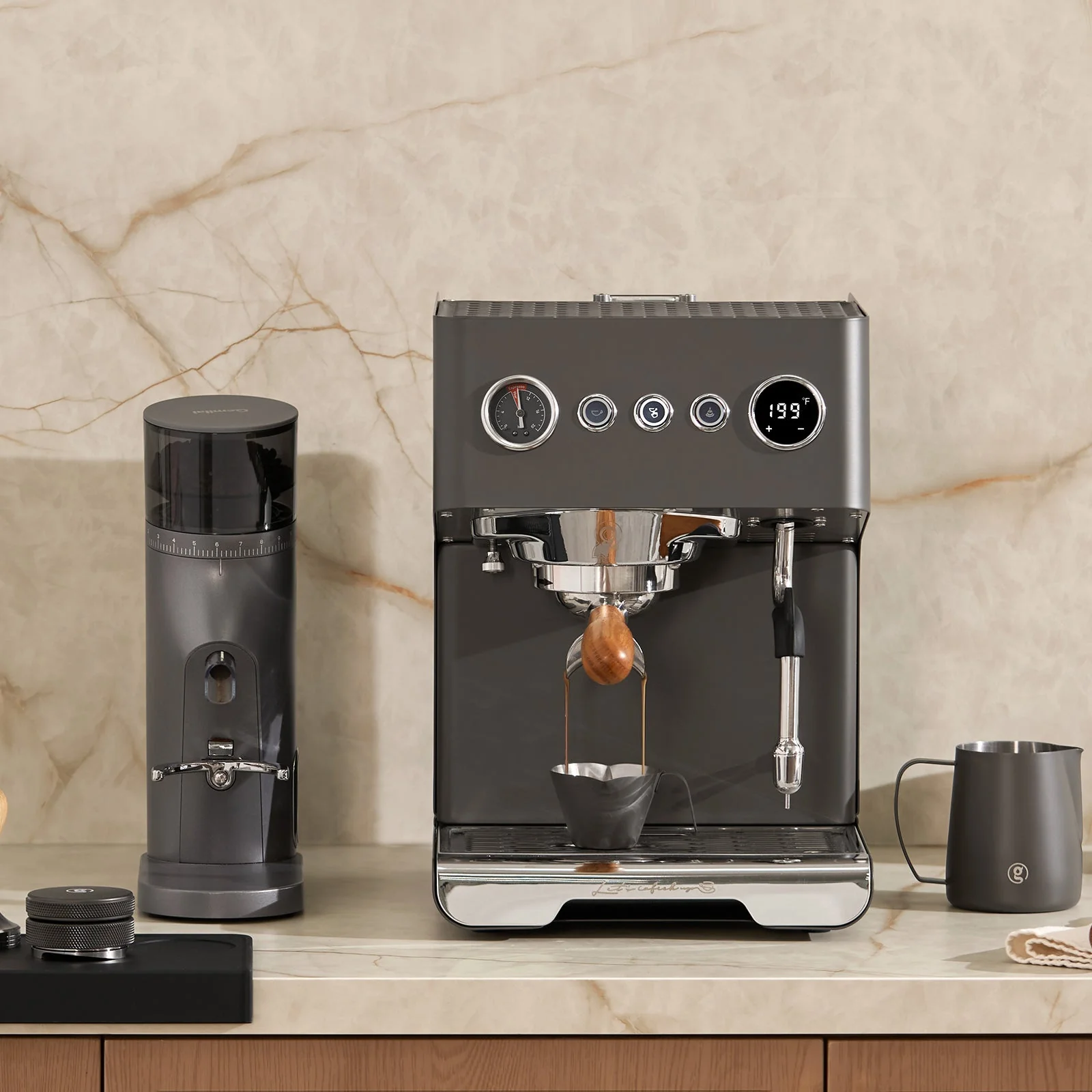 Gemilai Ele G3028A - Espressor pentru acasa, Sistem Hybrid Boiler, Pompa dubla, OPV reglabil, Portafiltru 58 mm - Rock Grey [4]