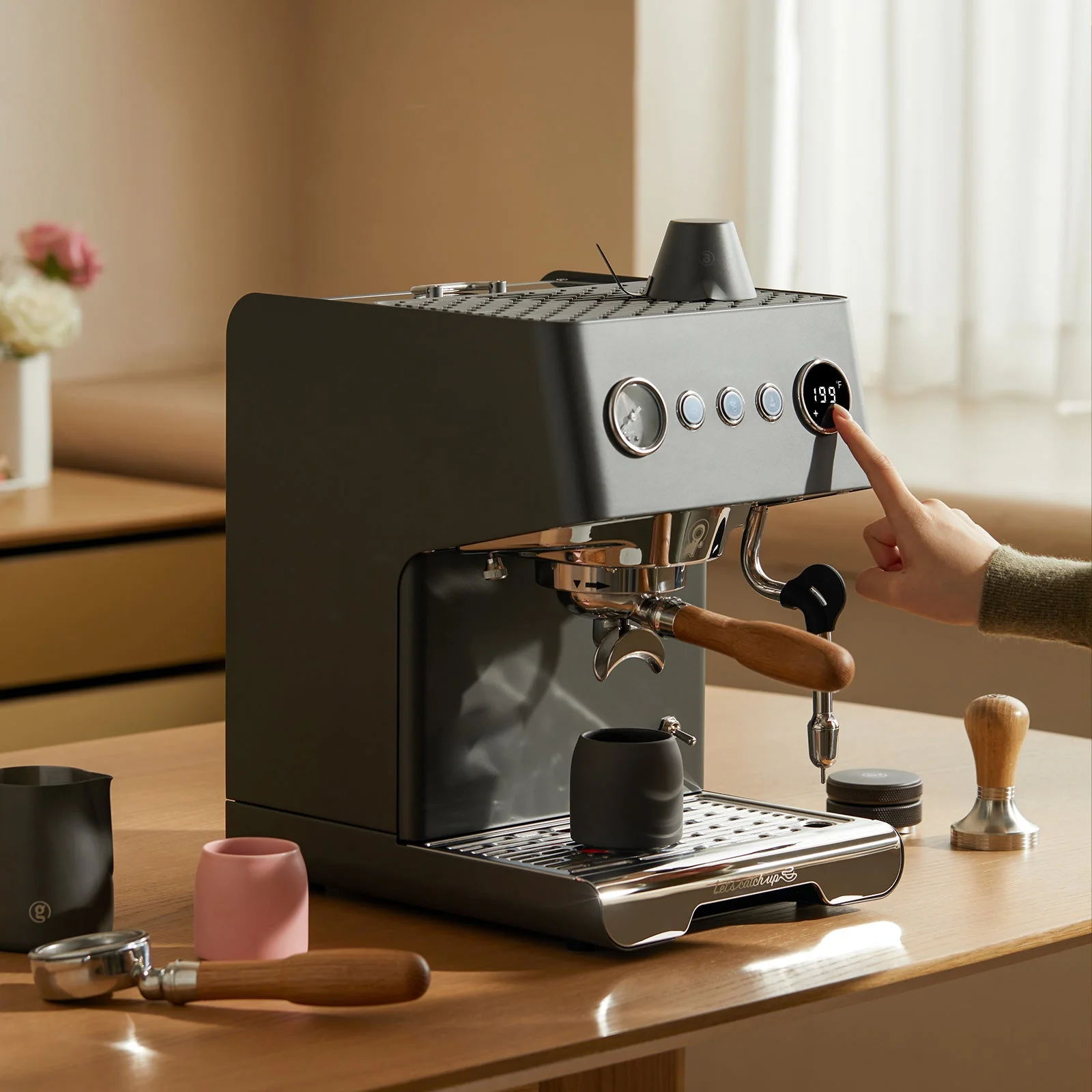 Gemilai Ele G3028A - Espressor pentru acasa, Sistem Hybrid Boiler, Pompa dubla, OPV reglabil, Portafiltru 58 mm - Rock Grey [6]