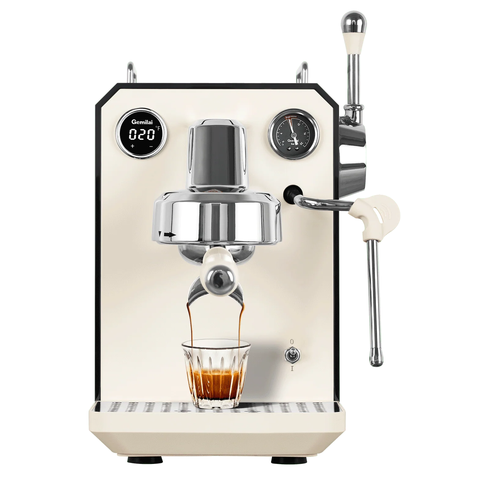 Gemilai - Gemilai G3006 - Espressor pentru acasa, Pompa vibranta, Thermoblock cu PID, Portafiltru 58 mm - Ivory White